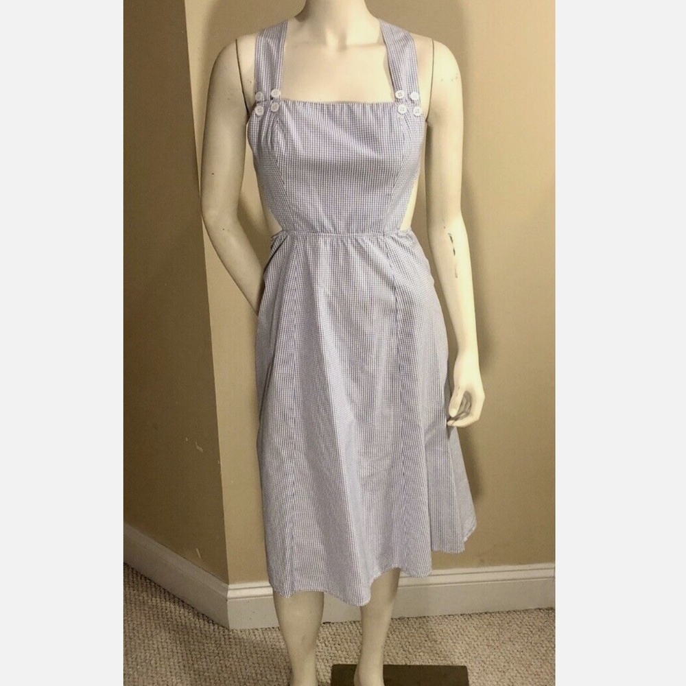 Reformation Blue White Checkered Apron Farmhouse Sundress